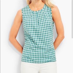 NWT Talbots GINGHAM PLEAT-FRONT SHELL.